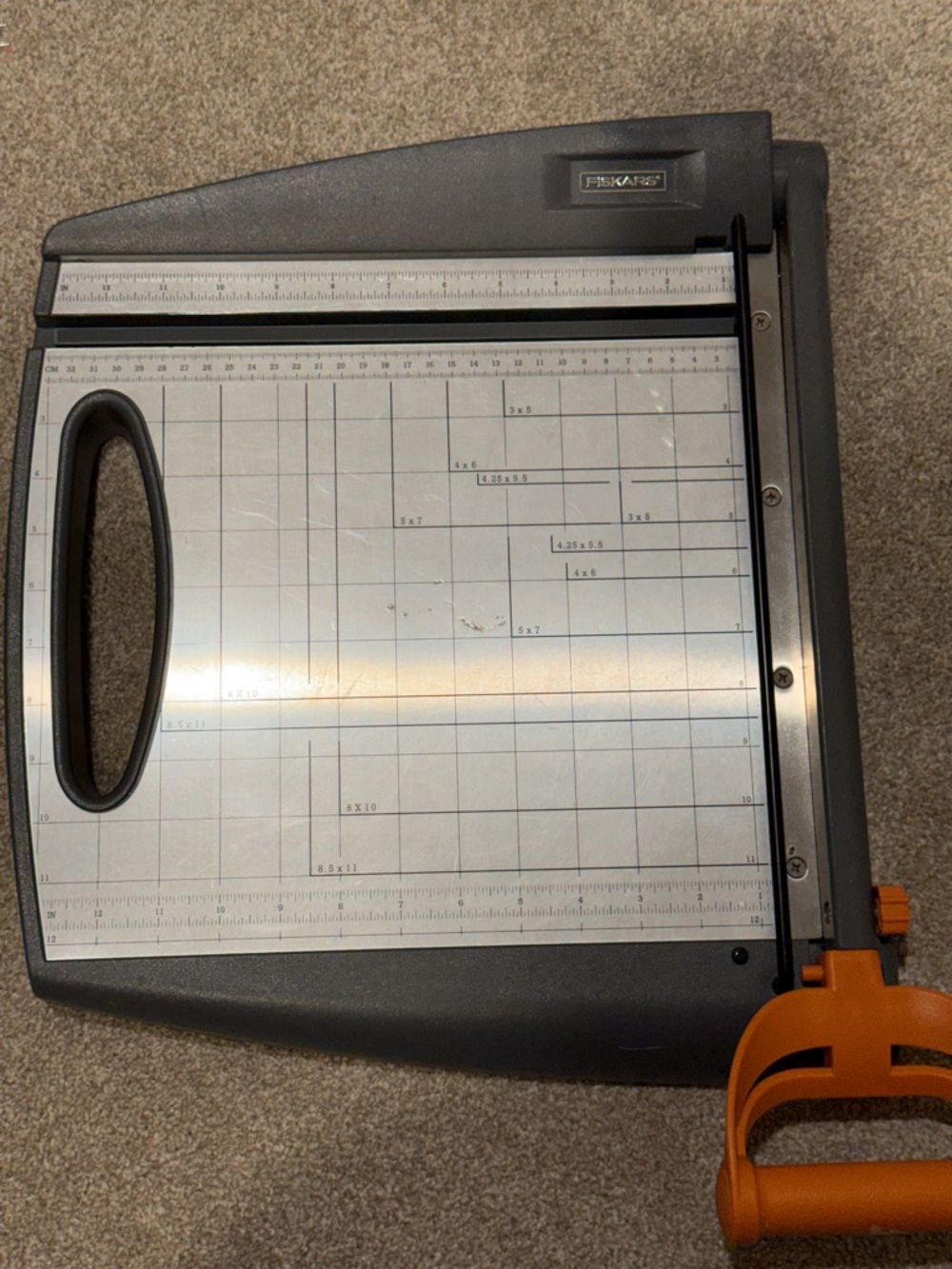 Fiskars Paper Trimmer with Grid Cutting Surface - Gray and Orange